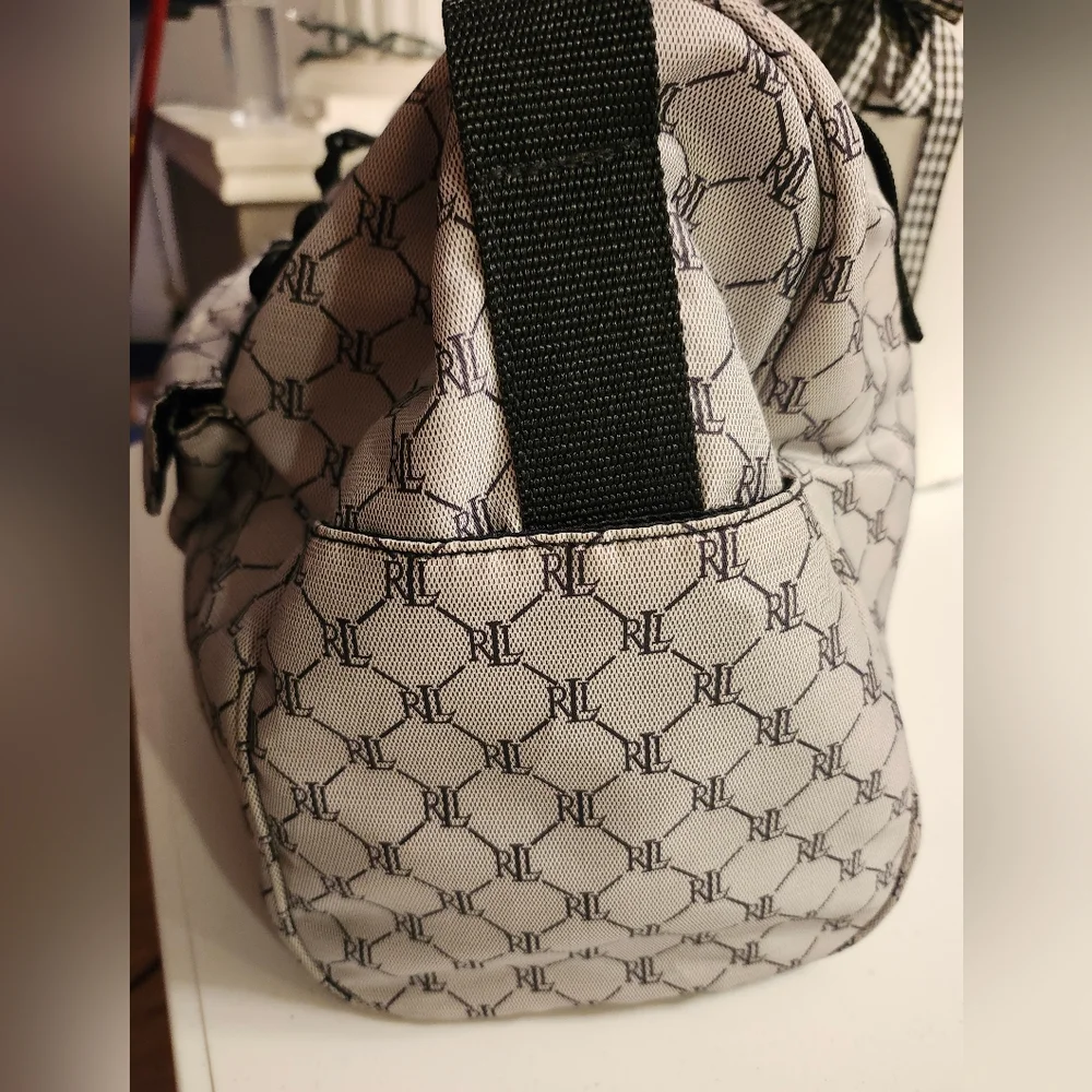 Lauren Ralph Lauren Weekender, NW PLASTIC TAG Gray/Blk, Double Handle + Strap - Picture 12 of 15